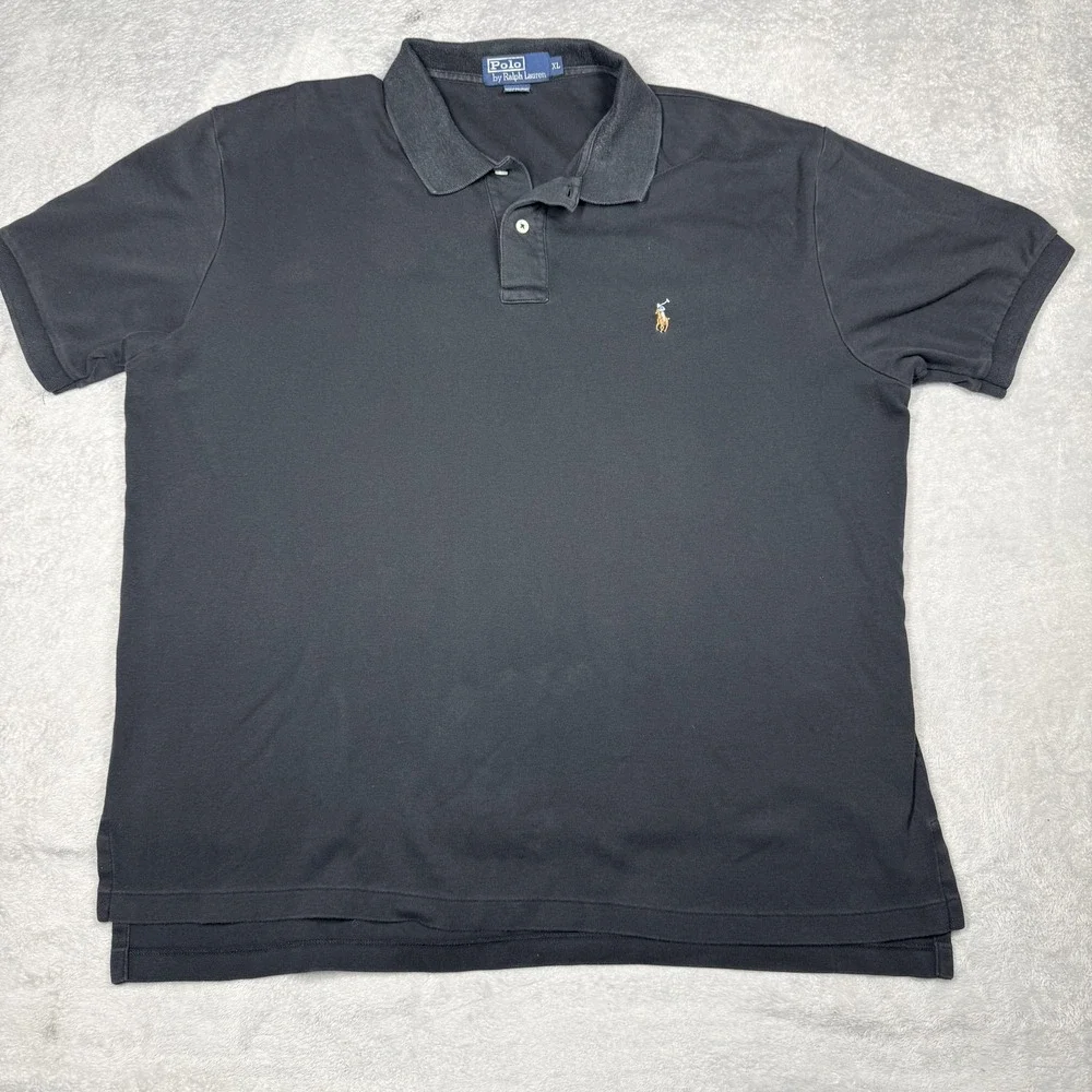 Polo Ralph Lauren Polo Shirt Mens XL Black Short‎ Sleeve Classic Pony 12635